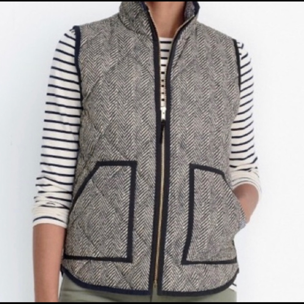 J.Crew Black and White Herringbone Printed Vest sz Small